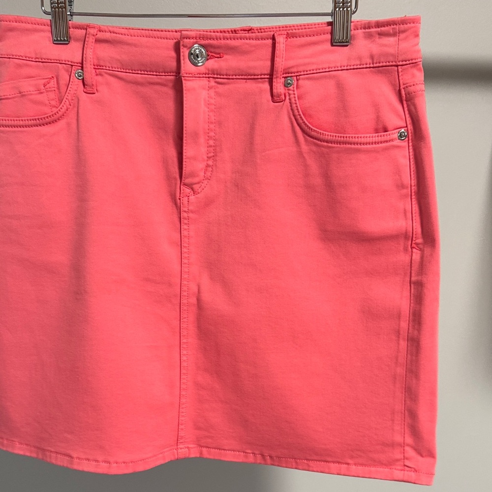 Tommy Bahama Bright Coral Pink Denim Mini Skirt